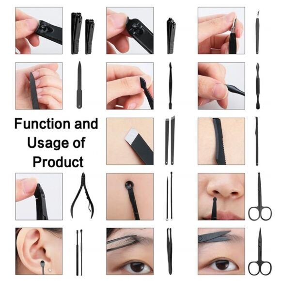 Manicure Set,18 In 1 Stainless Steel Professional Pedicure Kit Nail Scissors - Picture 4 of 8